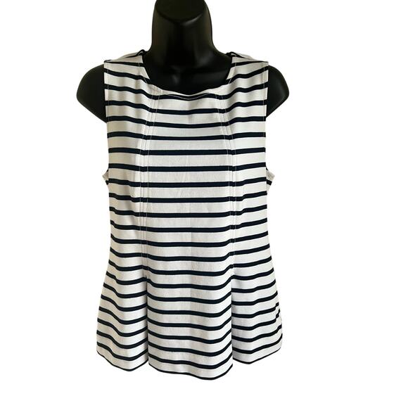 Banana Republic Tops - Banana Republic Striped Sleeveless Top M Flared Hem Coastal Cool  Timeless